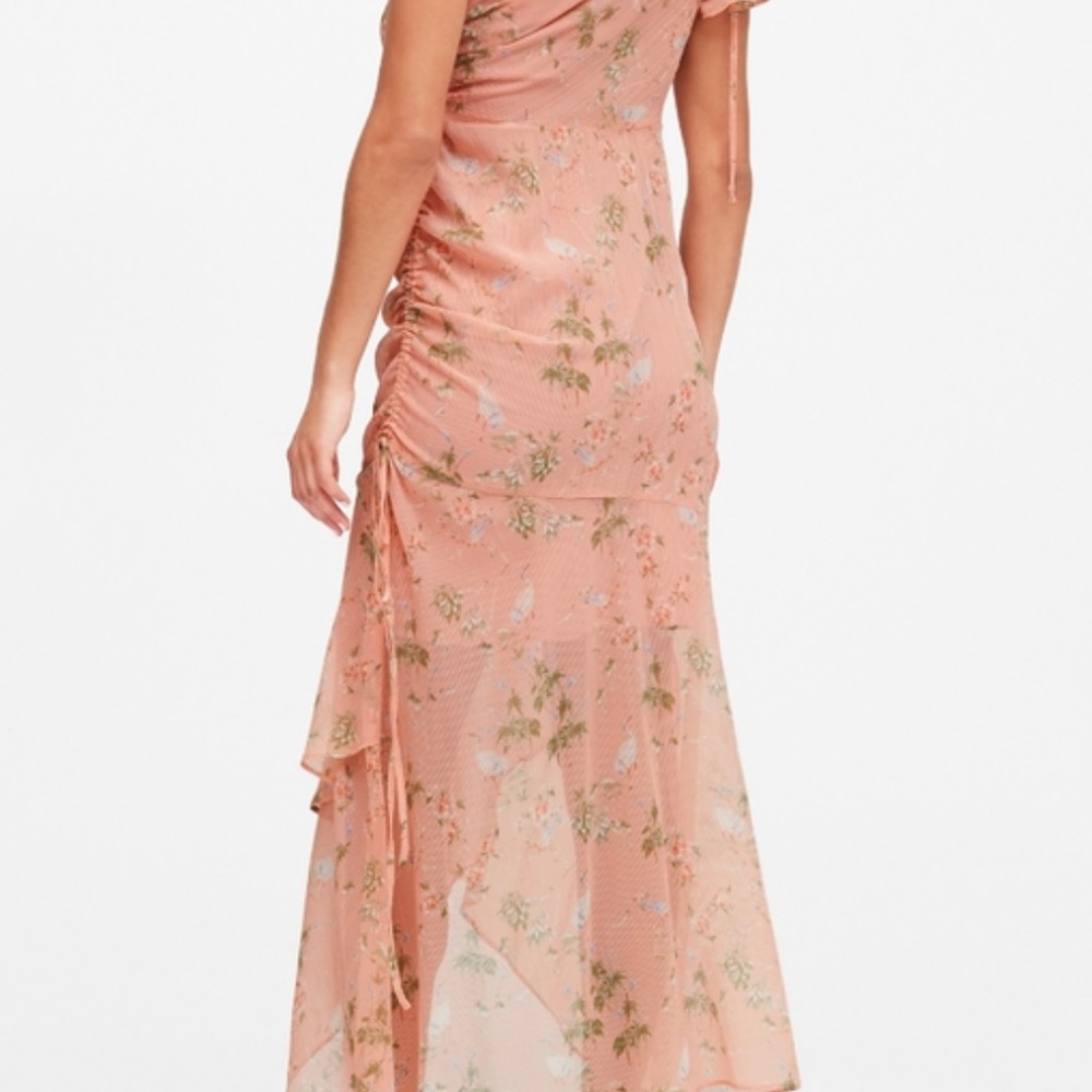 Feminine Summer Floral Ruched One-Shoulder Dress size 4 (Small) - Picture 5 of 13